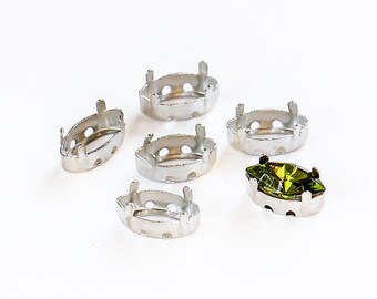 10х5 mm Rhodium-plated sew-on settings for Swarovski Navette Fancy Stones