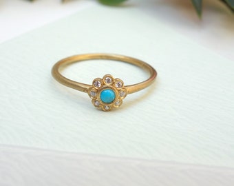 Turquoise Engagement ring Wedding ring Diamond ring Knuckle Ring Pinky Or Midi Ring Stackable Skinny ring Dainty Jewelry gift for her