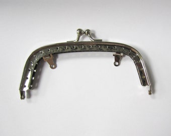 7x13cm Silver sew in clip snap purse frame with tags for strap with ball clasp