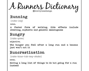 Runner's card - A Runners Dictionary