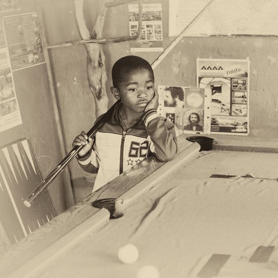 POOL THOUGHTS. Sepia Tone Print, African Boy, Square Print, Limited Edition, Travel Photography