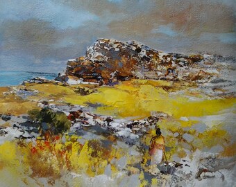"the Shepherdess" original painting done with palette knife