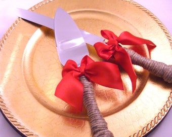 Wedding Cake Server and Knife Set -Engraving Optional- WEDDING Table Settings - Select Colors To Match Your Theme