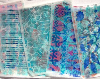 Original Handmade Gelli Print Collage Artist Papers for Mixed Media and Art Journaling 1203_05