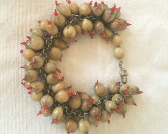 Vintage Chunky Job's Tears Beaded Charm Bracelet