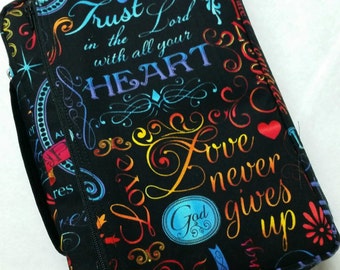 Bible Cover Faith Words on Black Your Book Measurements Required