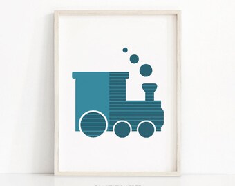 Train Nursery Wall Art, Modern Nursery Print, Baby Boy Nursery Art, Transportation Art, Instant Download Printable Nursery, Baby Boy Print