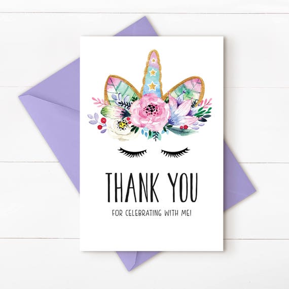 unicorn thank you card unicorn thank you note unicorn