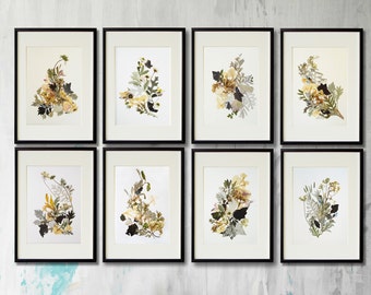 Set Of 8 Prints Flower Print Wall Art Herbarium Pressed Botanical Set Of 8 Prints Flower Print Wall Art Herbarium Pressed Botanical