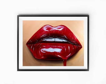 Lips wall art | Etsy