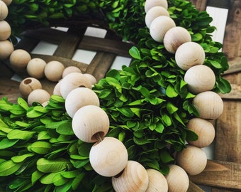Wood Bead Garland, Natural Wood Garland, Bead Garland Strand, Decorative Garland, Farmhouse bead garland, Wood Beads, Magnolia, Beads, Wood