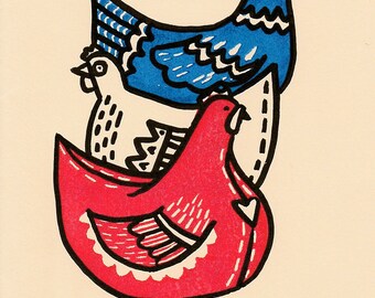 Three French Hens, Christmas Card 6 Pack