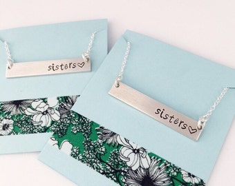 Sisters Necklace, Sisters Bar Necklace, Bar Necklace, Sister Necklace, Sister Gift, Personalized Bar Necklace, Sister Jewelry