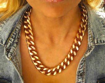 Rose Gold Chunky Chain Necklace | Statement Necklace | Chain Link Necklace | Cuban Link Necklace | Large Link Necklace | Choker Necklace