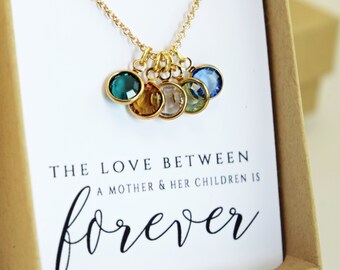 Mom Birthstone Necklace, Mothers Day Gift, Mothers Necklace, Grandmother Gift, Mother & Child Necklace, Pregnancy Gift, Baby Shower Gift