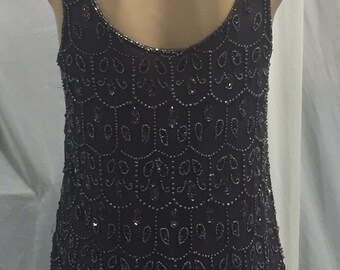 Beaded gray tank style top, size Sm, will fir a medium also
