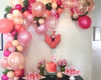 Balloon Garland DIY Balloon Garland Kit Flamingo Party Tropical Party Bachelorette Hot Pink Rose Gold Coral Nude Pink Balloon Garland Summer