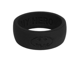 Custom Silicone Wedding Ring BLACK Anniversary Gift Premium Silicone Wedding Rings For Men Personalized Ring Gift for Husband Safe Ring