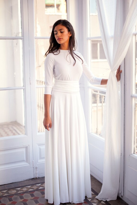 sadie may white long sleeve dress