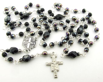 Franciscan Crown Rosary - Thin Seven Decade Rosary Beads with San Damiano Cross - Rosary Necklace - Catholic Gift