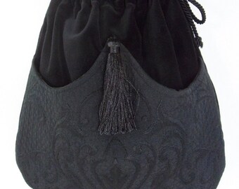 Black Mattelasse' Bag Black Velvet Bag Evening Bag Black Bag With Tassel Renaissance Bag
