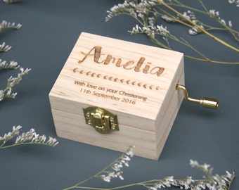 Personalised Music Box | Pine Laser Cut | New Baby Gift Or Christening / Naming Day Gift | You Are My Sunshine | Worldwide Shipping