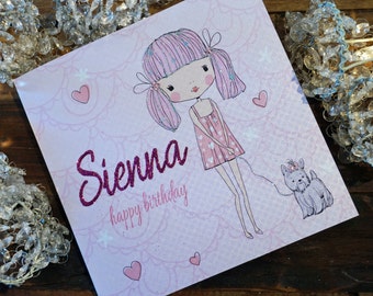 Personalised Birthday Card - Milly's World Pink Design P16-80