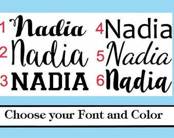 Personalized Name or Word -Vinyl Iron On Choose your Color- Glitter or Matte