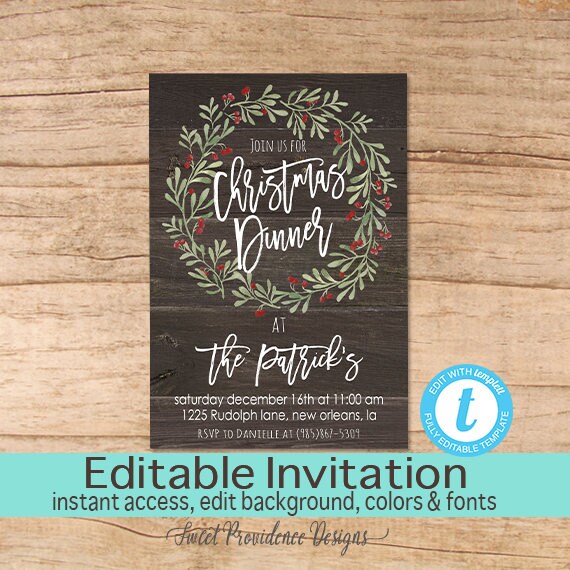 rustic christmas dinner party christmas dinner invitation