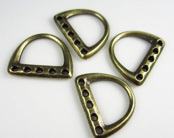 20 Brass Oxide TierraCast 5-Hole D Ring Links