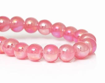 Pink glass beads | Etsy