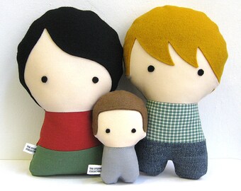 Handmade Personalized Family with baby. Plush doll. Custom your own family. Customize.