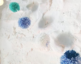 Pom Pom Garland, Yarn Pom Pom, Decor, Baby Shower, Bridal Shower, Wall Hanging, Wall Decor, Home Decor, Party Decor, Party Garland, Birthday