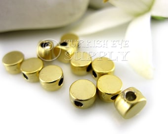 30 Pc Tiny Round Spacer Beads, 22K Gold Plated Plane Round Beads, Findings, Turkish Jewelry