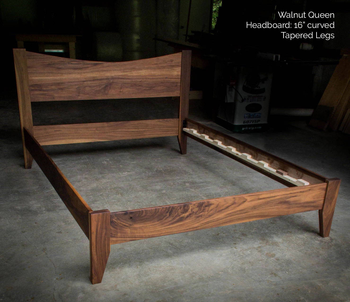 High End Beds for a Long Winter's Nap WALNUT Simple Platform Bed Frame with Curved Headboard Custom