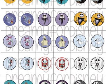 Jack Skellington Halloween Disney bottle cap images cabochon images 1 inch 25 mm printable images instant download