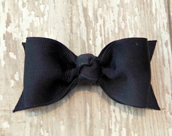 Navy Tuxedo Style Toddler Hair Bow 3 Inch Alligator Clip Baby Hairbow Navy Baby Bow Navy Toddler Bow Navy Toddler Hair Bow