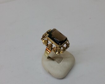 Ring gold 333 stocking smoky quartz 60s GR122