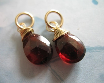 GARNET Pendant Charm Add a Dangle Drop, 18-20 mm, Sterling Silver or 14k Gold Filled, January birthstone gemdone gd95 solo