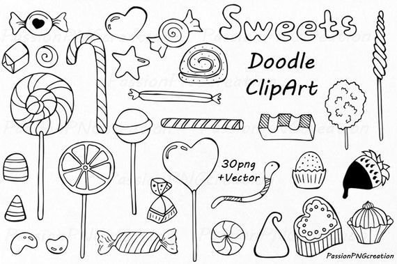Doodle S igkeiten Clipart Candy ClipArt Dessert Doodles
