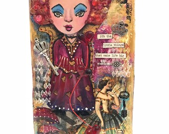 Queen of Hearts Mixed Media Doll