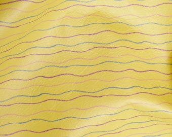 Leather CLOSEOUT 12"x12" YELLOW SQUIGGLES Print Cowhide #419 2.5-3 oz / 1-1.2 mm PeggySueAlso™ E2350-01 Trial