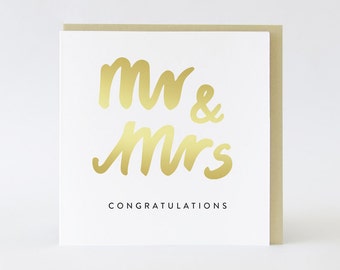Wedding card or Engagement // Mr & Mrs // Gold foil card TPRC102