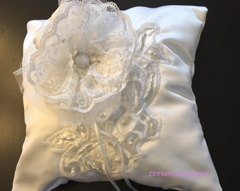 Elegant White Ringbearer's Pillow