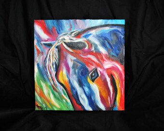 Original Oil Horse Painting: She's a Rainbow