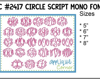 INSTANT DOWLOAD 2417 Circle Script Monogram Font bx, dst and pes only digital design for embroidery machine by Applique Corner