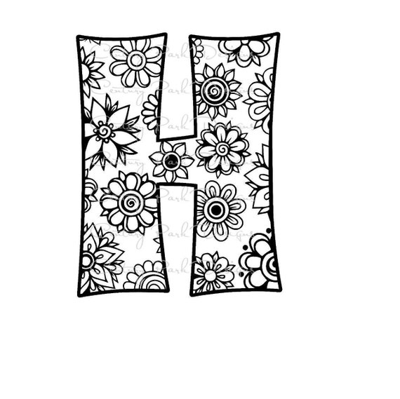 Letter H Alphabet Flowers SVG JPEG PNG pdf use with