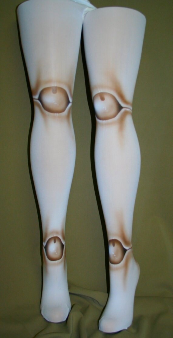 white old fashioned 2 sided ball joint doll tights lolita