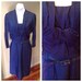 Vintage 1950s Navy Blue Silk Mix Dress - 37 Bust