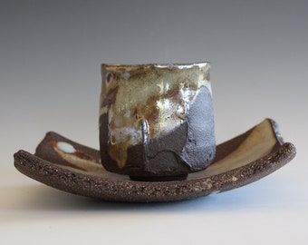 Yunomi with a Saucer, Tea Cup and Saucer, handmade ceramic tea cup, ceramics and pottery, pottery tea cup, stoneware cup